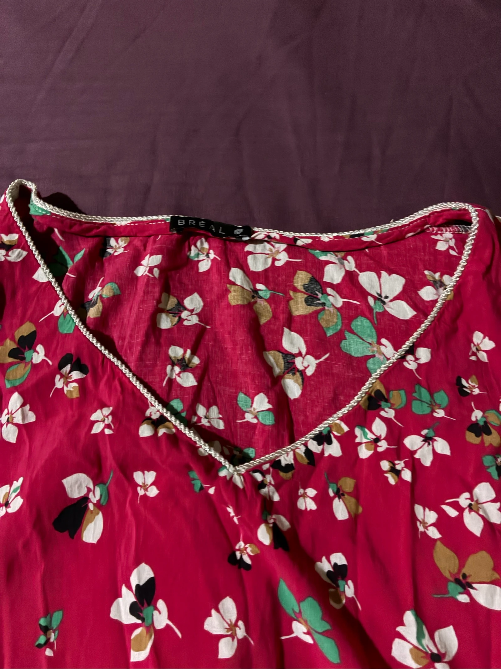 Blusa con flores Bréal rosa fuccia para atar – Talla M – photo 4